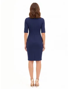 Scuba crepe sheath dress with a V-neck and Rinascimento-style bows 2