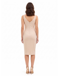 Robe fourreau en crêpe scuba avec double encolure en V et broche décorative « Rinascimento » 2