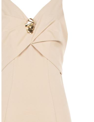 Abito A Tubino In Scuba Crepe Con Doppio Scollo A V E Spilla Decorativa Rinascimento