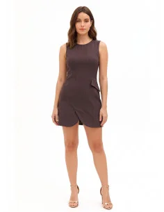 Rinascimento Short Dress in Viscose Blend with a Round Neckline