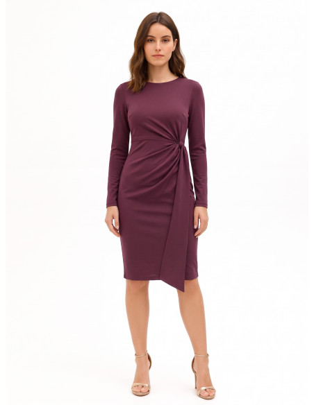 Rinascimento Midi Dress in Viscose Blend with Ruffles and Draping at the Hip