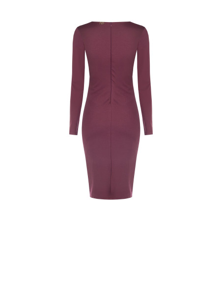Robe midi en mélange de viscose, avec fronces et drapé sur le côté, modèle « Rinascimento »