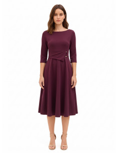 Robe midi évasée en polyviscose avec détail de boucle et manches 3/4 « Rinascimento »