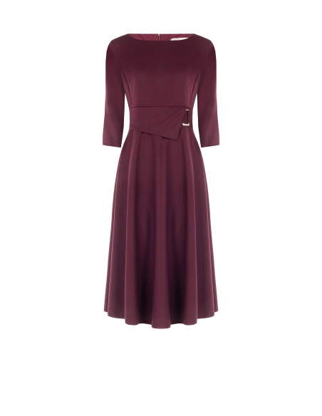 Robe midi évasée en polyviscose avec détail de boucle et manches 3/4 « Rinascimento »