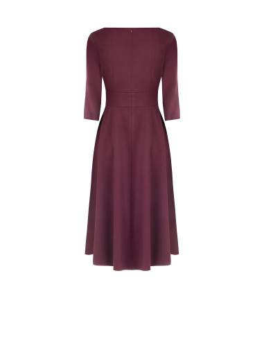 Robe midi évasée en polyviscose avec détail de boucle et manches 3/4 « Rinascimento »