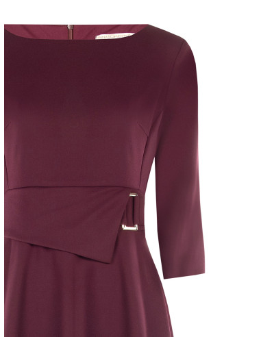 Robe midi évasée en polyviscose avec détail de boucle et manches 3/4 « Rinascimento »