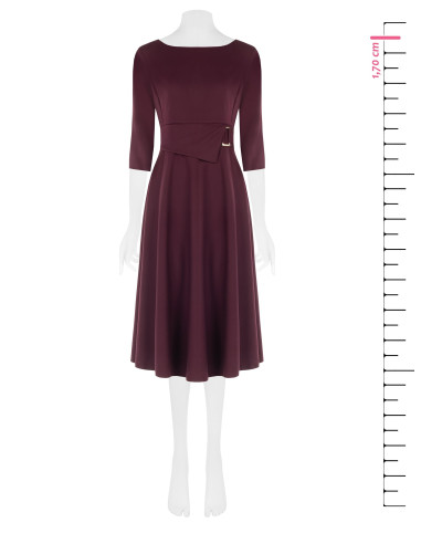 Robe midi évasée en polyviscose avec détail de boucle et manches 3/4 « Rinascimento »