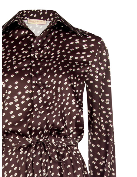 Rinascimento-style midi shirt dress in satin with a long, slim matching belt