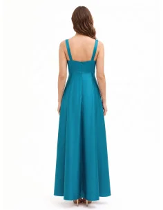 Long Structured Satin Dress with a Rinascimento-Style Sweetheart Neckline 2