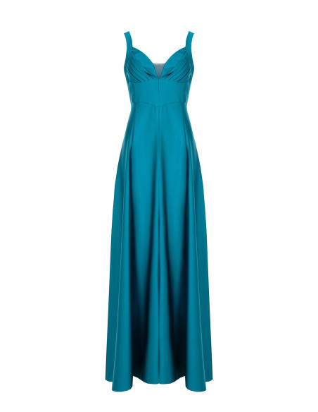 Robe longue en satin structuré avec encolure en cœur « Rinascimento »