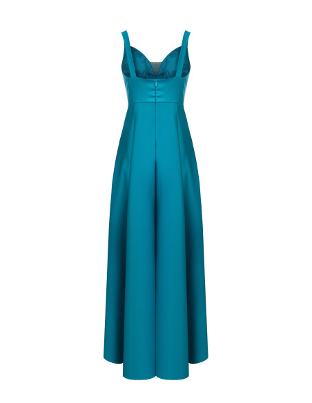 Robe longue en satin structuré avec encolure en cœur « Rinascimento »