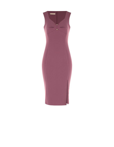 Scuba crepe sheath dress with a sweetheart neckline and ‘Rinascimento’ metal detailing