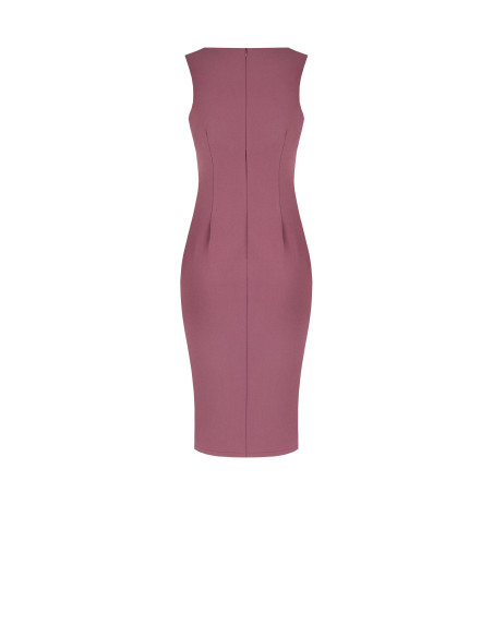 Scuba crepe sheath dress with a sweetheart neckline and ‘Rinascimento’ metal detailing