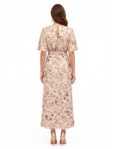 Robe longue en satin à fleurs, froncée sur les hanches, style Rinascimento 2