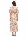 Robe longue en satin à fleurs, froncée sur les hanches, style Rinascimento