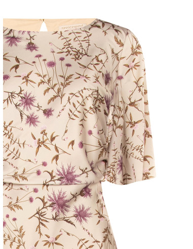 Long Floral Satin Dress with Gathered Hips – Rinascimento