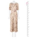 Robe longue en satin à fleurs, froncée sur les hanches, style Rinascimento