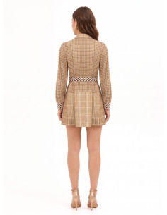 Short, checked viscose-blend chemisier dress with a polka-dot belt and matching RR logo by Rinascimento 2