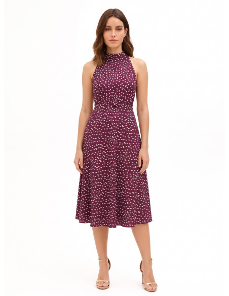 Midi-length flared dress in Cadi fabric with a matching stiff belt by Rinascimento