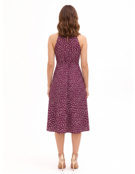 Midi-length flared dress in Cadi fabric with a matching stiff belt by Rinascimento