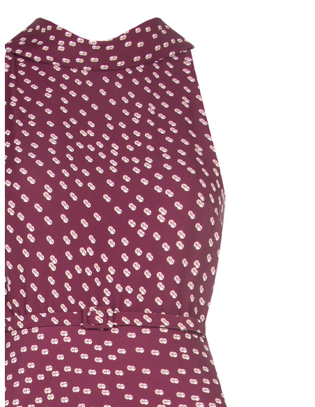 Midi-length flared dress in Cadi fabric with a matching stiff belt by Rinascimento