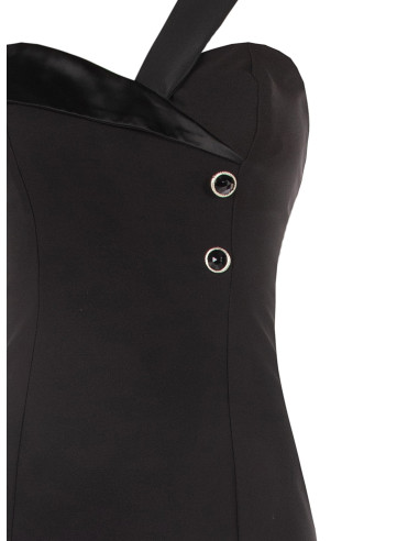 Robe fourreau en tissu technique avec bretelles et encolure en satin « Rinascimento »