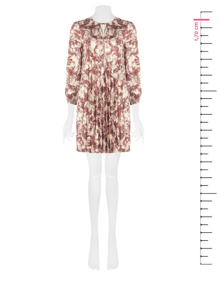 Robe courte ample plissée en satin à imprimé paisley et encolure à lacets « Rinascimento »