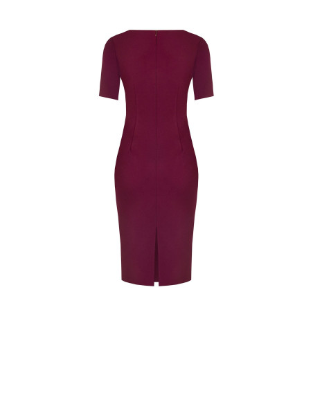 Rinascimento Scuba Crepe Sheath Dress with Boat Neckline