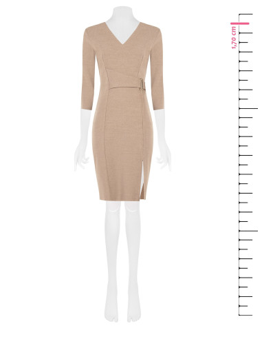 Robe fourreau en polyviscose avec encolure en V et détail à crochet « Rinascimento »
