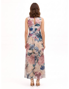 Long Dress with a Satin Bodice and a Floral Georgette Skirt in the Rinascimento Style 2