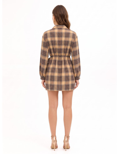 Short checked dress in a viscose blend, tied at the hip – Rinascimento