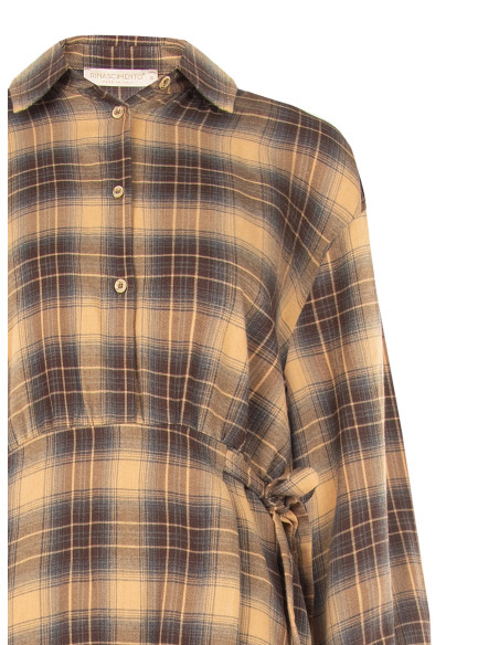 Short checked dress in a viscose blend, tied at the hip – Rinascimento