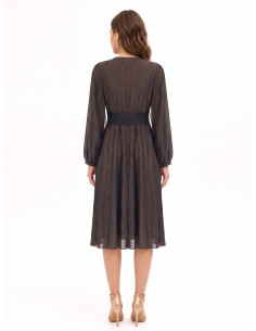 Rinascimento Midi Dress in Pleated Lyocell Blend with Matching Elasticated Belt 2