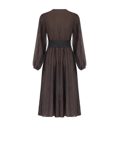 Robe midi en mélange de lyocell plissée avec ceinture élastiquée assortie « Rinascimento »