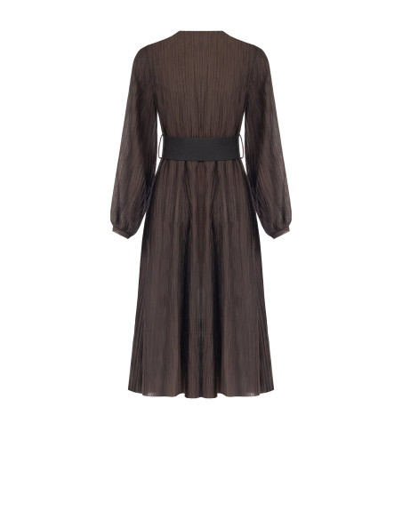 Robe midi en mélange de lyocell plissée avec ceinture élastiquée assortie « Rinascimento »