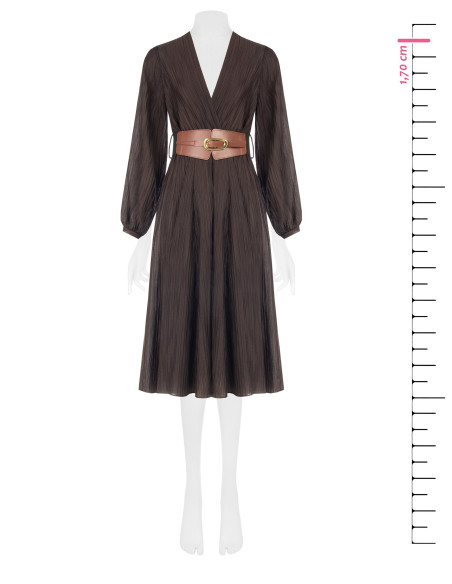 Robe midi en mélange de lyocell plissée avec ceinture élastiquée assortie « Rinascimento »
