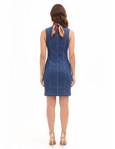 Robe moulante en jean avec fermeture éclair sur le devant et foulard assorti « Rinascimento » 2