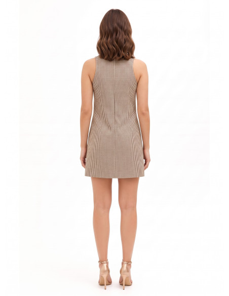 Robe courte trapèze à petits carreaux « Rinascimento »