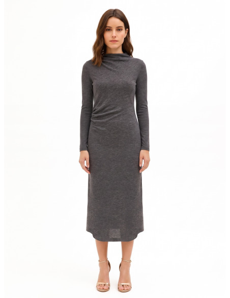 Long Knitted Dress with a Gathered Side, Rinascimento Style