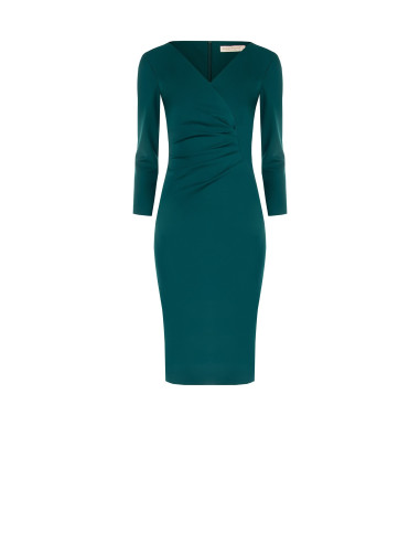 Rinascimento-Style Gathered Sheath Dress with V-Neck