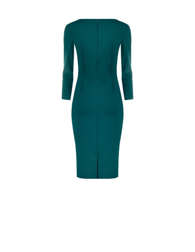 Rinascimento-Style Gathered Sheath Dress with V-Neck