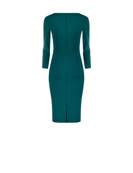 Rinascimento-Style Gathered Sheath Dress with V-Neck