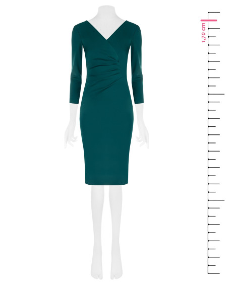 Rinascimento-Style Gathered Sheath Dress with V-Neck