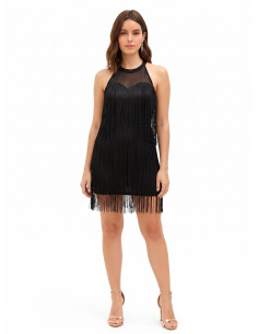Robe courte fourreau ornée de franges, style Rinascimento