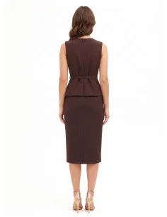 Two-piece Cadi-effect sheath dress with matching rigid belt by Rinascimento 2