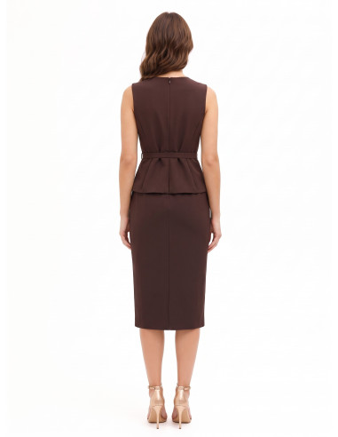 Two-piece Cadi-effect sheath dress with matching rigid belt by Rinascimento