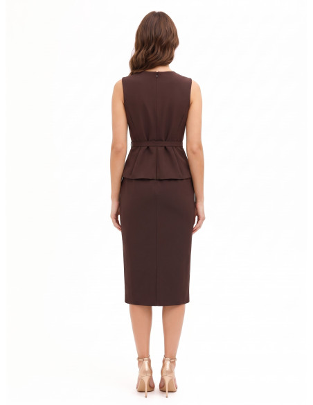 Two-piece Cadi-effect sheath dress with matching rigid belt by Rinascimento
