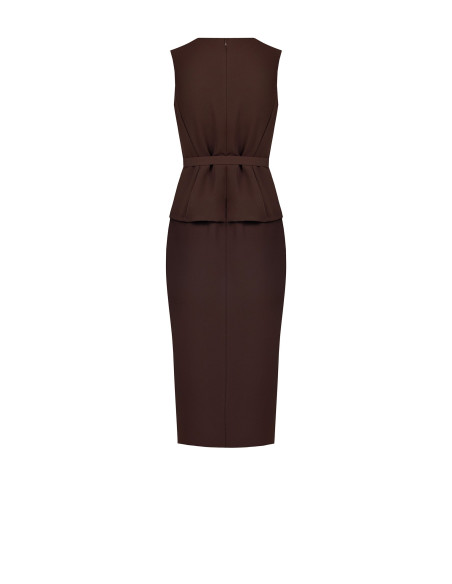 Two-piece Cadi-effect sheath dress with matching rigid belt by Rinascimento