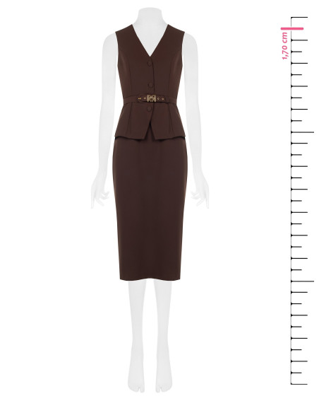 Robe fourreau en tissu Cadi, effet deux pièces, avec ceinture rigide assortie « Rinascimento »