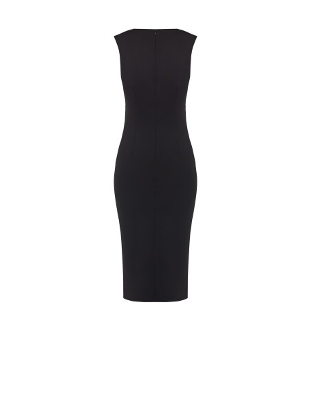 Sheath Dress with Asymmetrical Neckline and RR Rinascimento Logo Buckle